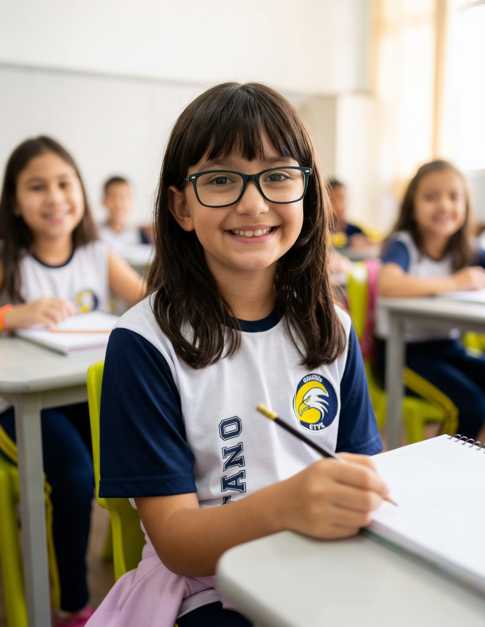 Alunos felizes no Colégio Vivo